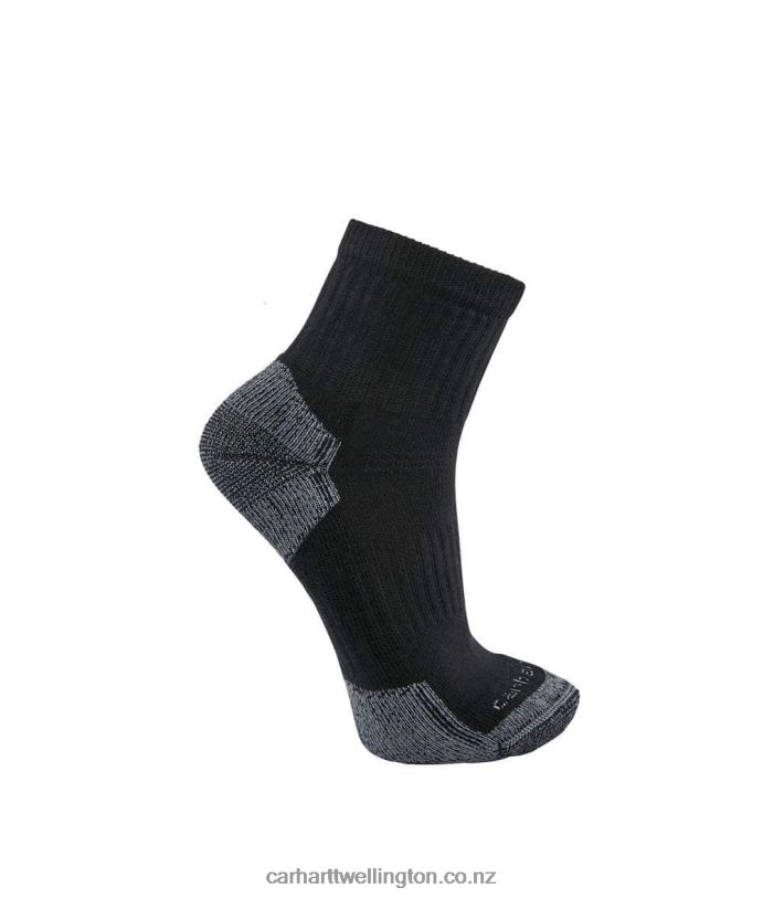 Men Midweight Cotton Blend Quarter Sock 3 Pairs Carhartt R6J0P178 Black