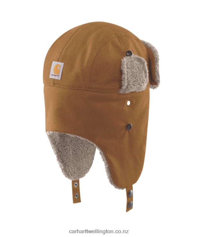 Men Rain Defender Canvas Trapper Hat Carhartt R6J0P10 Black