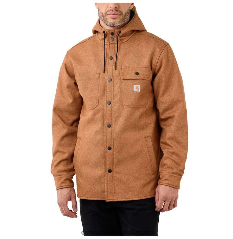 Men Rain Defender Relaxed Fit Heavyweight Hooded Shirt Jac Carhartt R6J0P25 Black Heather