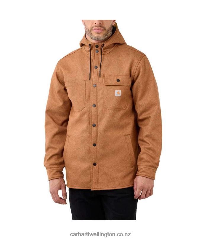 Men Rain Defender Relaxed Fit Heavyweight Hooded Shirt Jac Carhartt R6J0P25 Black Heather