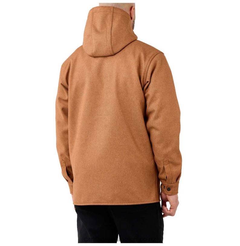 Men Rain Defender Relaxed Fit Heavyweight Hooded Shirt Jac Carhartt R6J0P25 Black Heather