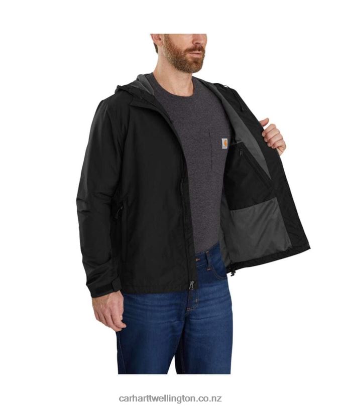 Men Rain Defender Relaxed Fit Lightweight Jacket Carhartt R6J0P18 Black