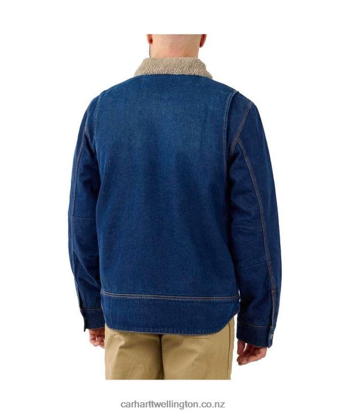Men Relaxed Fit Denim Sherpa-Lined Jacket Carhartt R6J0P24 Beech