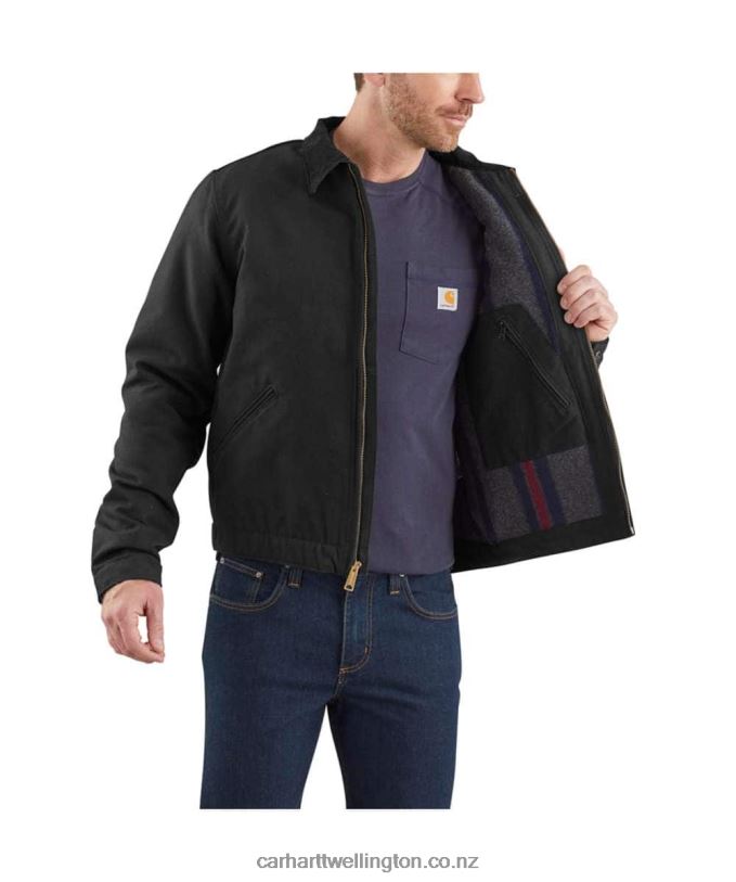 Men Relaxed Fit Duck Blanket Lined Detroit Jacket Carhartt R6J0P17 Black