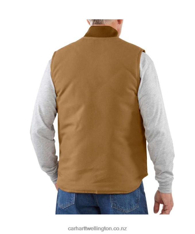 Men Relaxed Fit Firm Duck Insulated Rib Collar Vest Carhartt R6J0P105 Black