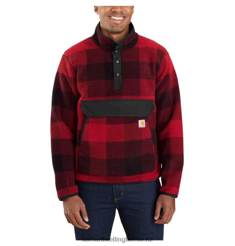 Men Relaxed Fit Fleece Pullover Carhartt R6J0P50 1972 Duck Camo
