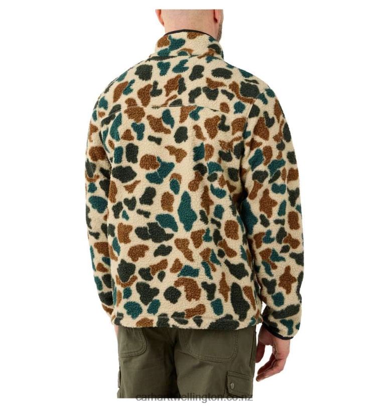 Men Relaxed Fit Fleece Pullover Carhartt R6J0P50 1972 Duck Camo