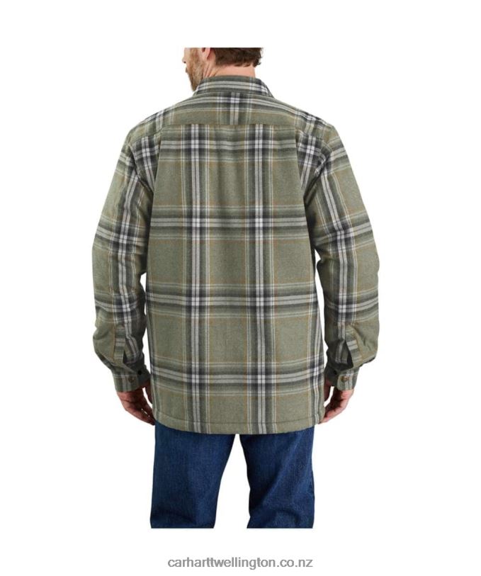 Men Relaxed Fit Heavyweight Flannel Sherpa-Lined Shirt Jac Carhartt R6J0P31 Asphalt