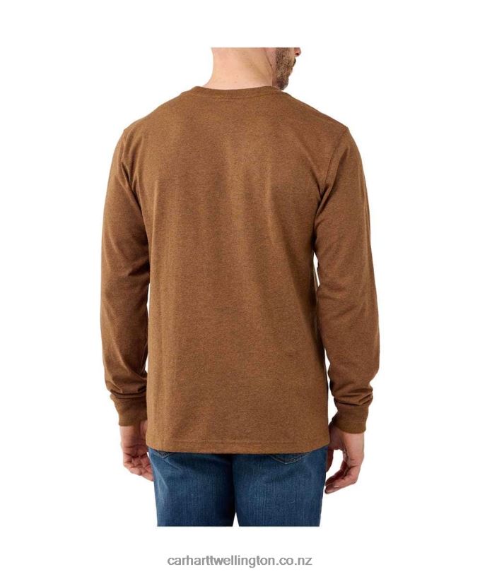 Men Relaxed Fit Heavyweight Long-Sleeve Camo Logo Graphic T-Shirt Carhartt R6J0P141 Oiled Walnut Heather