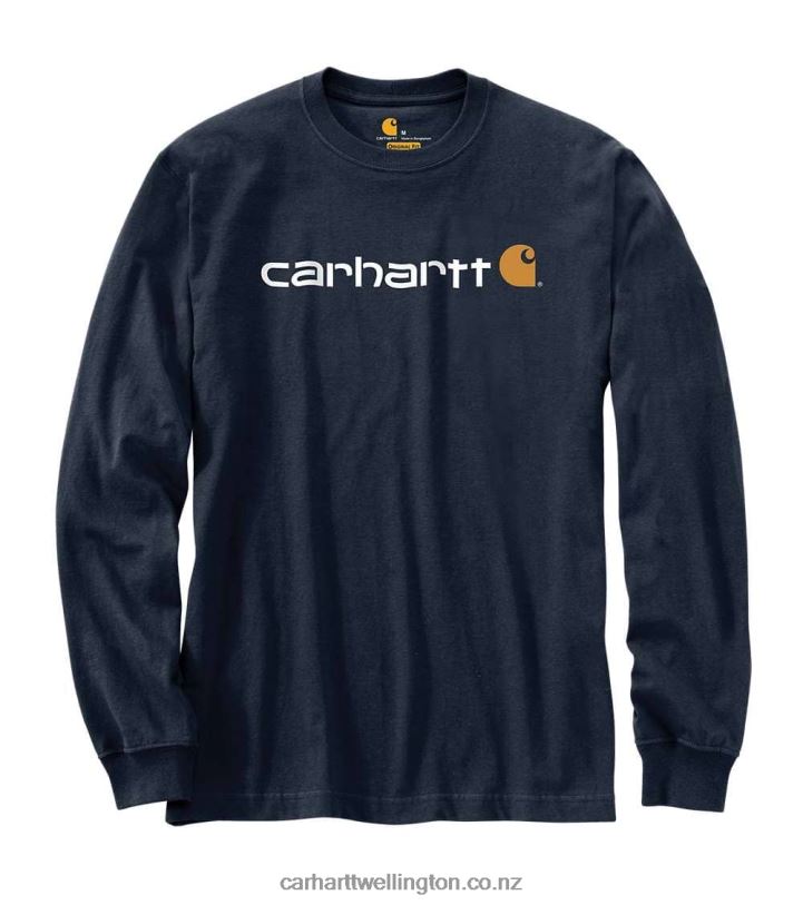 Men Relaxed Fit Heavyweight Long-Sleeve Logo Graphic T-Shirt Carhartt R6J0P128 Black