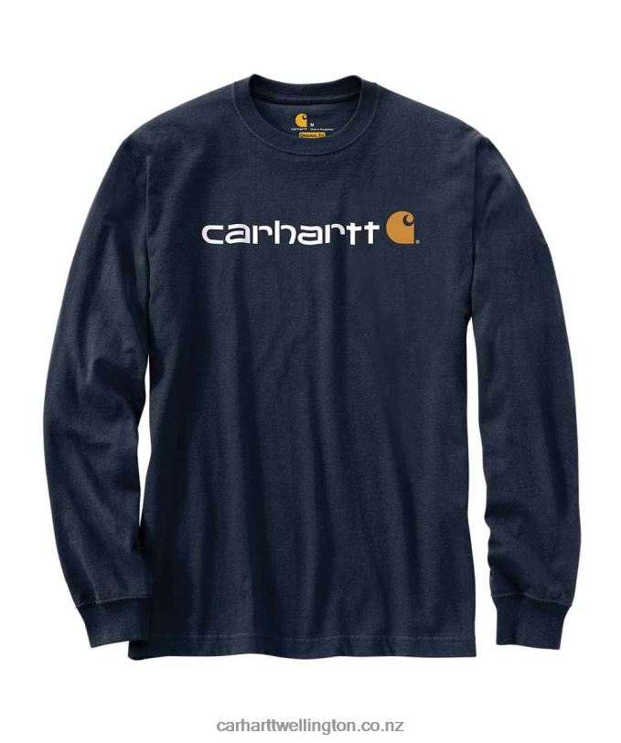 Men Relaxed Fit Heavyweight Long-Sleeve Logo Graphic T-Shirt Carhartt R6J0P128 Black