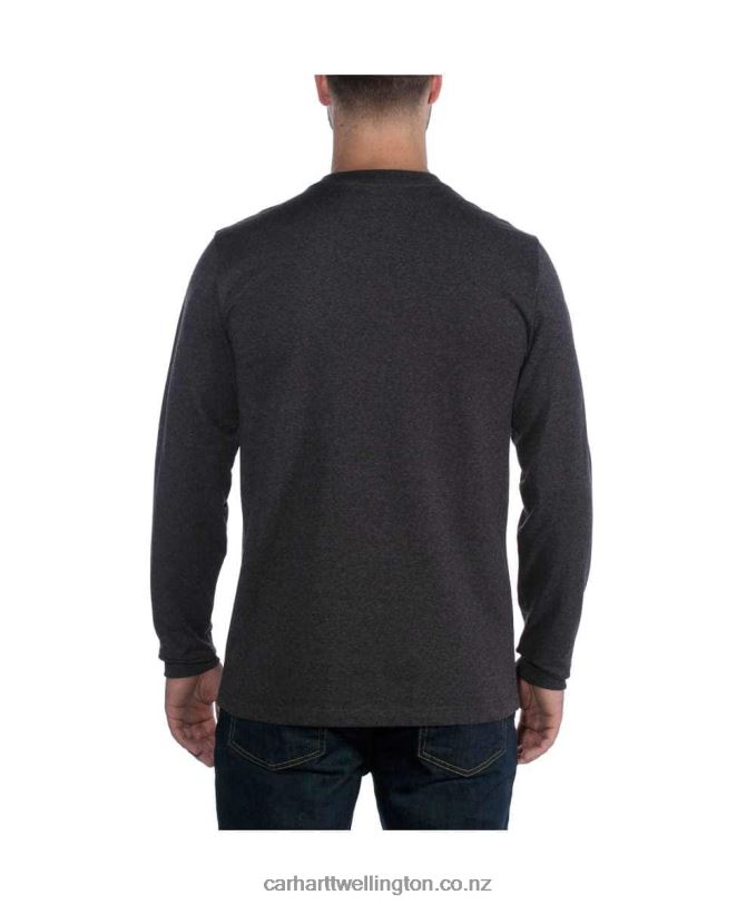 Men Relaxed Fit Heavyweight Long-Sleeve Logo Graphic T-Shirt Carhartt R6J0P128 Black