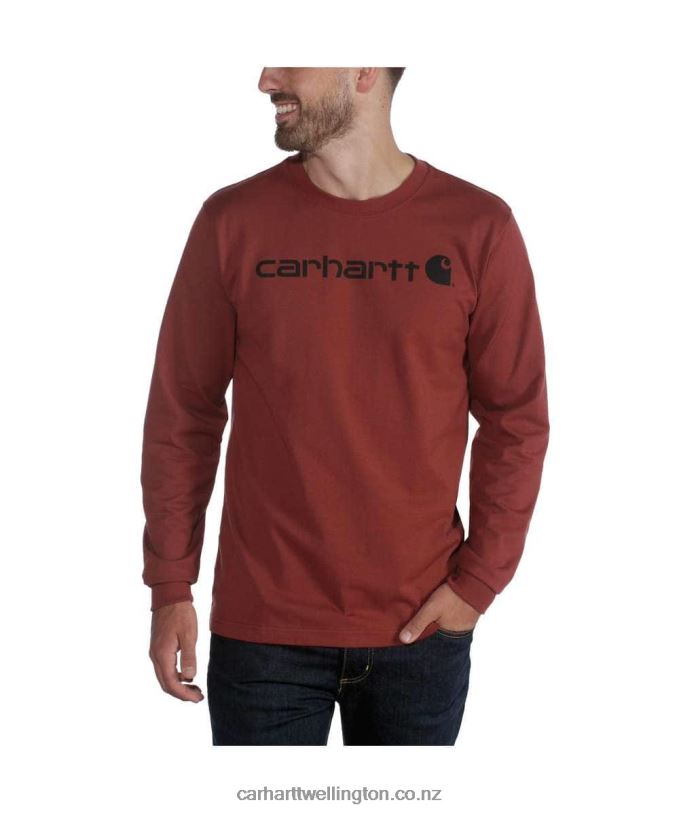 Men Relaxed Fit Heavyweight Long-Sleeve Logo Graphic T-Shirt Carhartt R6J0P128 Black