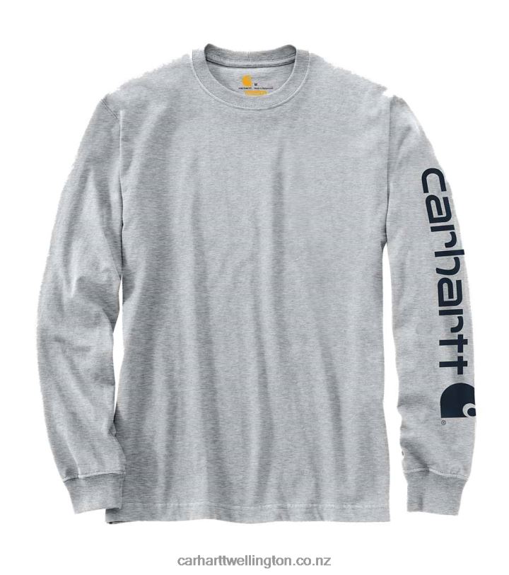 Men Relaxed Fit Heavyweight Long-Sleeve Logo Sleeve Graphic T-Shirt Carhartt R6J0P130 Black