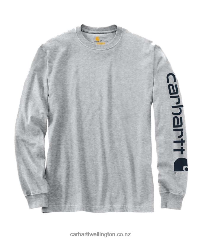 Men Relaxed Fit Heavyweight Long-Sleeve Logo Sleeve Graphic T-Shirt Carhartt R6J0P130 Black