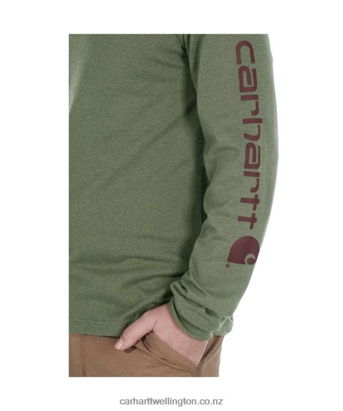 Men Relaxed Fit Heavyweight Long-Sleeve Logo Sleeve Graphic T-Shirt Carhartt R6J0P130 Black