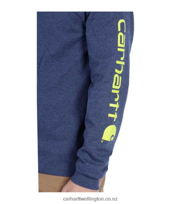 Men Relaxed Fit Heavyweight Long-Sleeve Logo Sleeve Graphic T-Shirt Carhartt R6J0P130 Black