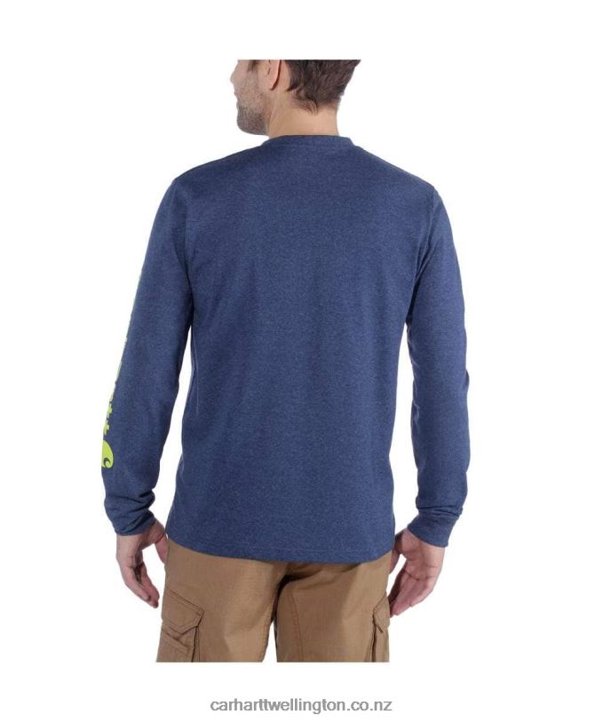 Men Relaxed Fit Heavyweight Long-Sleeve Logo Sleeve Graphic T-Shirt Carhartt R6J0P130 Black