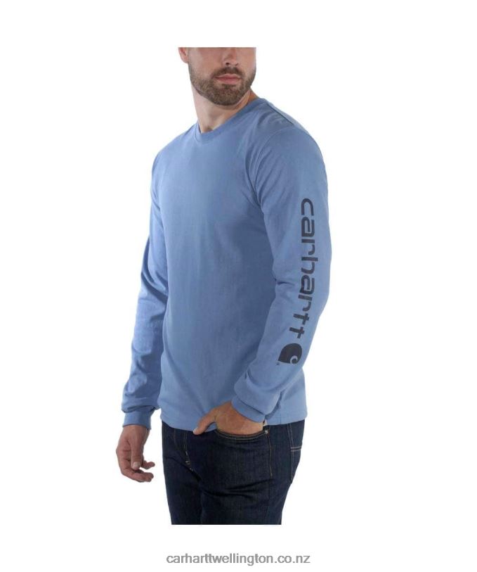 Men Relaxed Fit Heavyweight Long-Sleeve Logo Sleeve Graphic T-Shirt Carhartt R6J0P130 Black