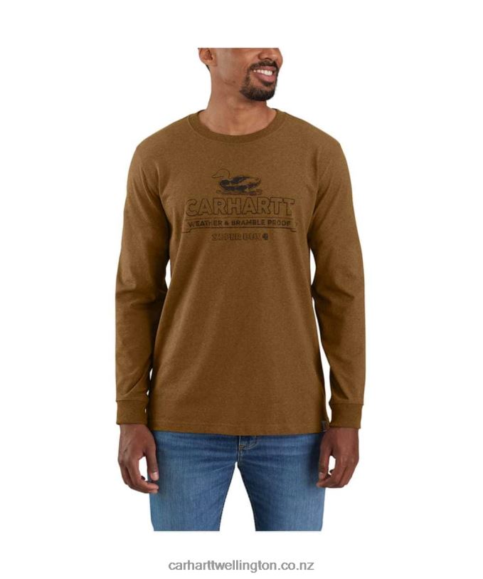 Men Relaxed Fit Heavyweight Long-Sleeve Super Dux Graphic T-Shirt Carhartt R6J0P140 Black