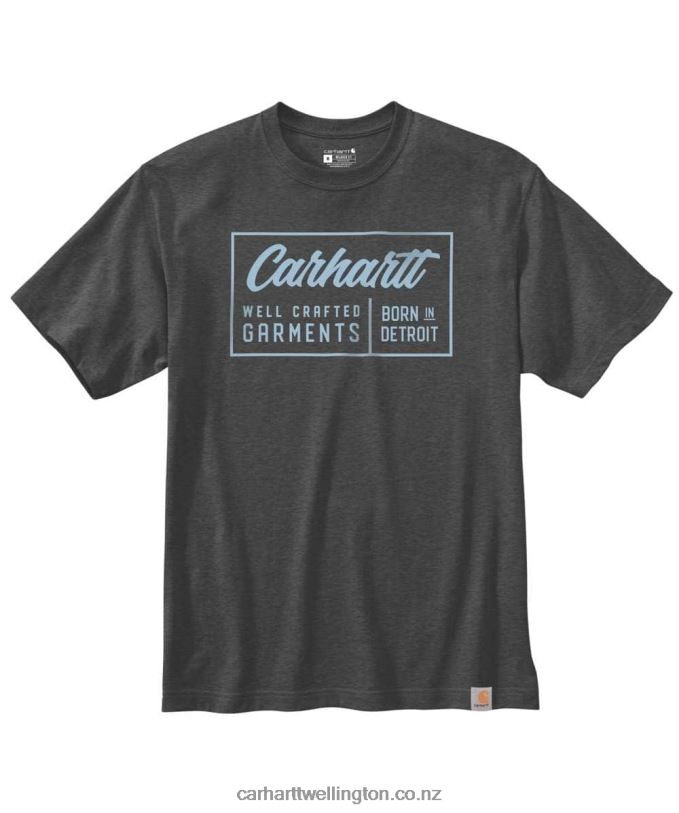 Men Relaxed Fit Heavyweight Short-Sleeve Crafted Graphic T-Shirt Carhartt R6J0P136 Carbon Heather