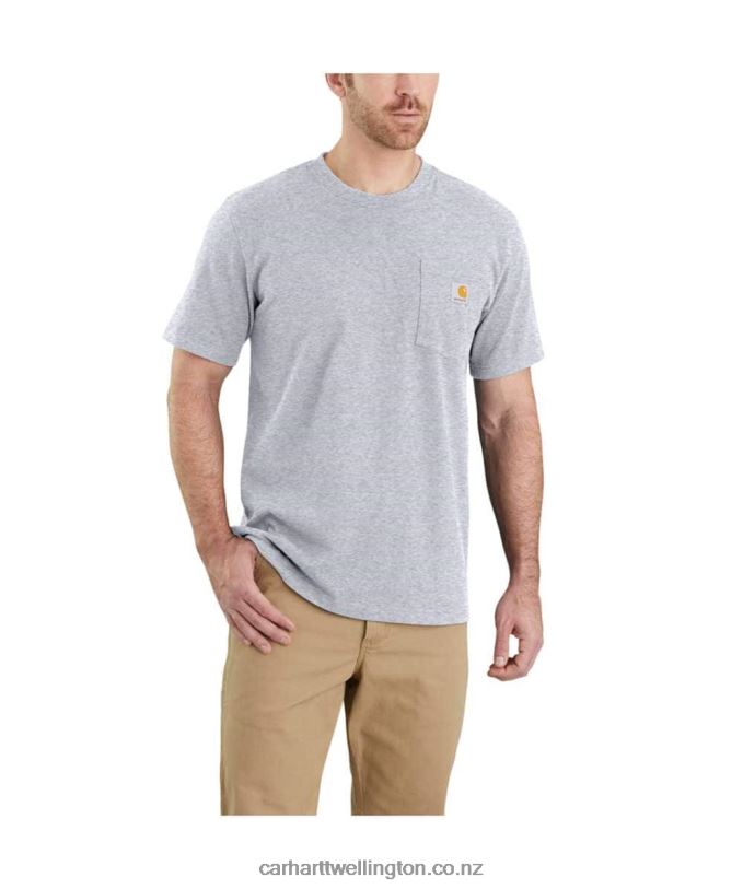Men Relaxed Fit Heavyweight Short-Sleeve K87 Pocket T-Shirt Carhartt R6J0P116 Alpine Blue Heather