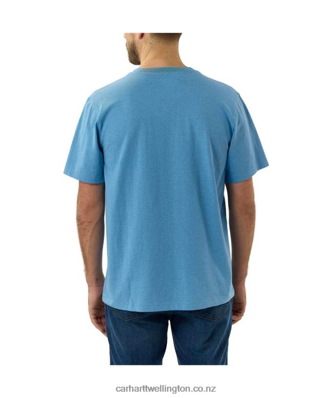 Men Relaxed Fit Heavyweight Short-Sleeve K87 Pocket T-Shirt Carhartt R6J0P116 Alpine Blue Heather