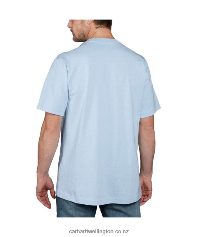 Men Relaxed Fit Heavyweight Short-Sleeve K87 Pocket T-Shirt Carhartt R6J0P116 Alpine Blue Heather