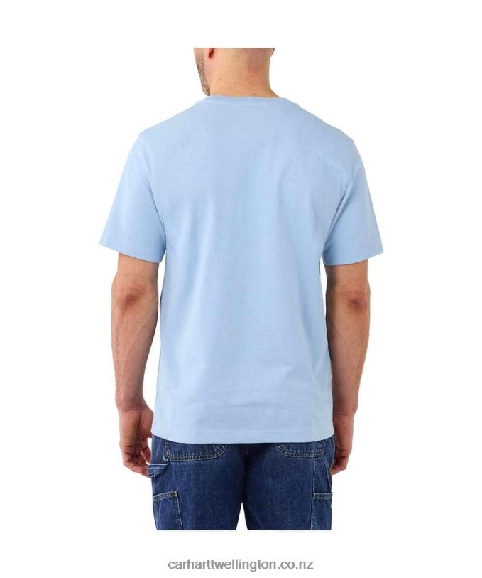 Men Relaxed Fit Heavyweight Short-Sleeve K87 Pocket T-Shirt Carhartt R6J0P116 Alpine Blue Heather