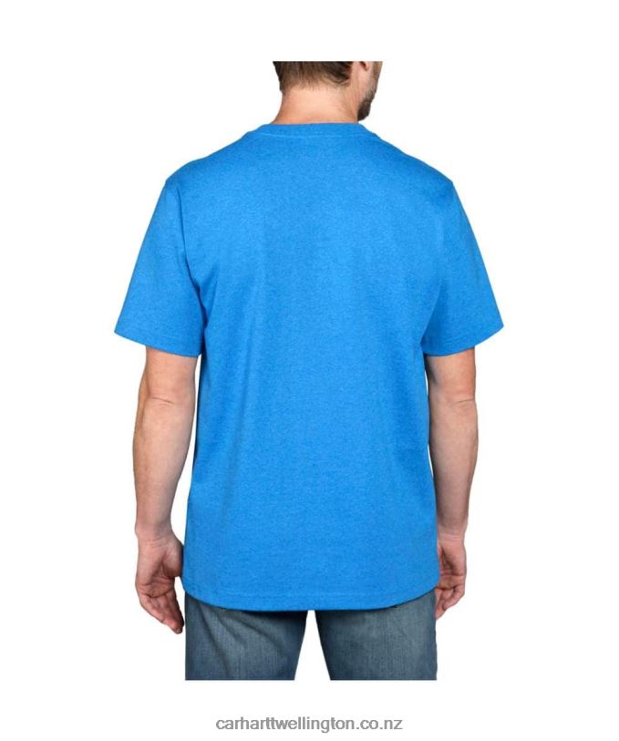 Men Relaxed Fit Heavyweight Short-Sleeve K87 Pocket T-Shirt Carhartt R6J0P116 Alpine Blue Heather