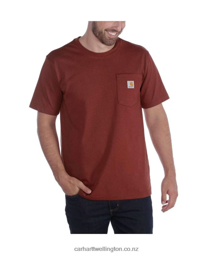 Men Relaxed Fit Heavyweight Short-Sleeve K87 Pocket T-Shirt Carhartt R6J0P116 Alpine Blue Heather