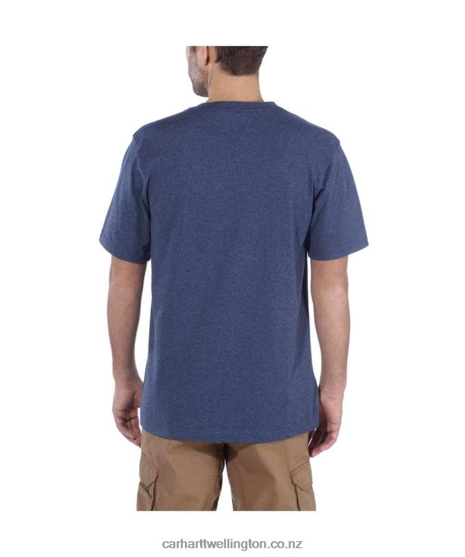 Men Relaxed Fit Heavyweight Short-Sleeve K87 Pocket T-Shirt Carhartt R6J0P116 Alpine Blue Heather