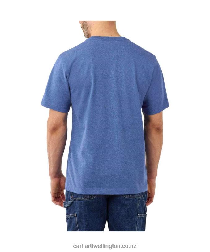 Men Relaxed Fit Heavyweight Short-Sleeve K87 Pocket T-Shirt Carhartt R6J0P116 Alpine Blue Heather