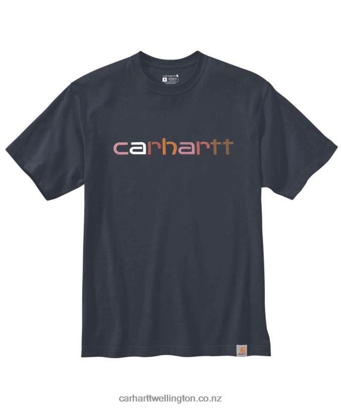 Men Relaxed Fit Heavyweight Short-Sleeve Logo Graphic T-Shirt Carhartt R6J0P121 Navy