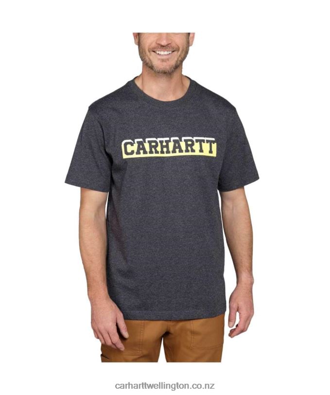 Men Relaxed Fit Heavyweight Short-Sleeve Logo Graphic T-Shirt Carhartt R6J0P122 Carbon Heather