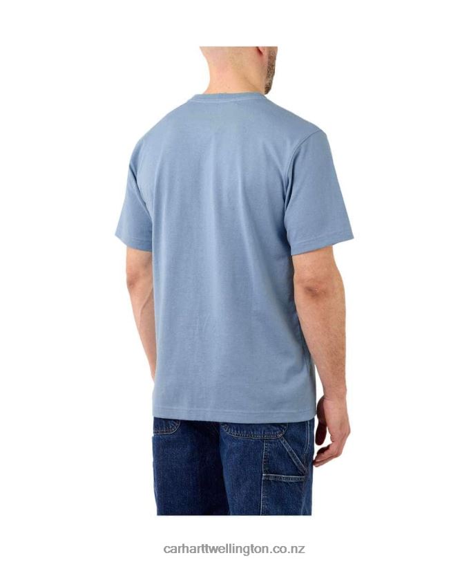 Men Relaxed Fit Heavyweight Short-Sleeve Logo Graphic T-Shirt Carhartt R6J0P127 Alpine Blue Heather