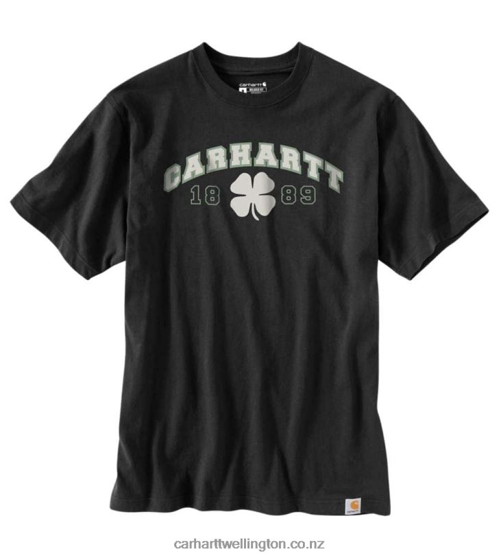 Men Relaxed Fit Heavyweight Short-Sleeve Shamrock T-Shirt Carhartt R6J0P117 Black