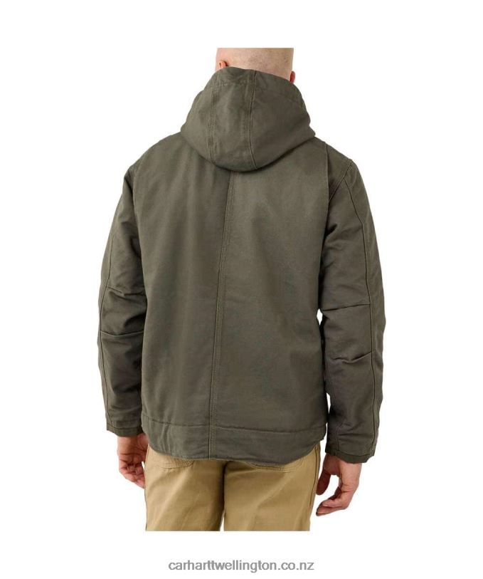 Men Relaxed Fit Washed Duck Sherpa-Lined Utility Jacket Carhartt R6J0P14 Black