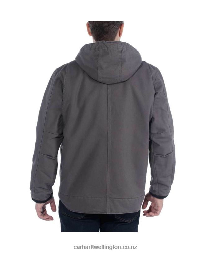 Men Relaxed Fit Washed Duck Sherpa-Lined Utility Jacket Carhartt R6J0P14 Black