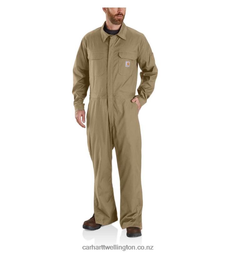 Men Rugged Flex Canvas Coverall Carhartt R6J0P79 Dark Khaki