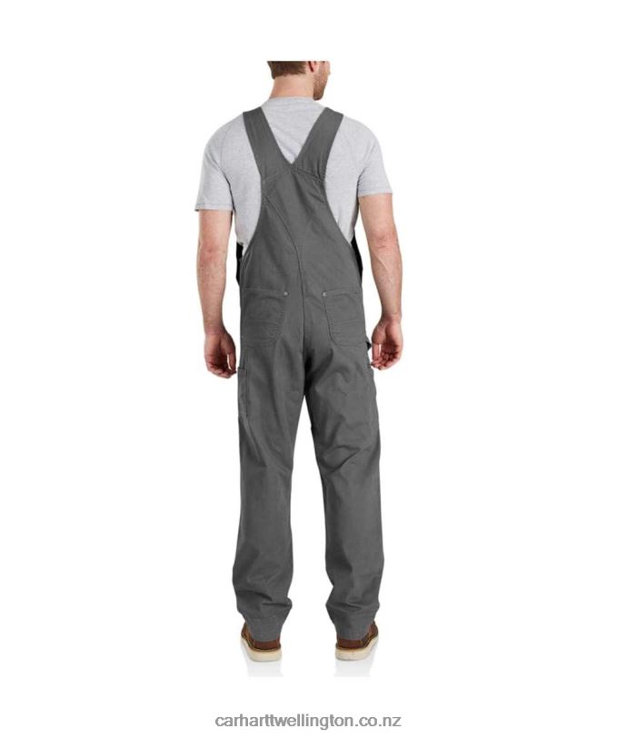 Men Rugged Flex Relaxed Fit Canvas Bib Overall Carhartt R6J0P75 Dark Khaki