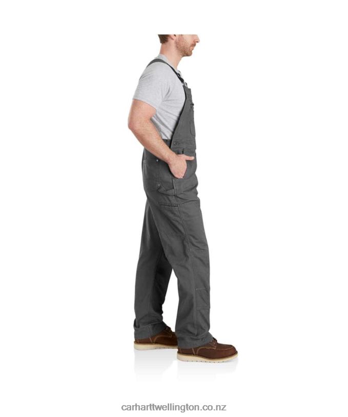 Men Rugged Flex Relaxed Fit Canvas Bib Overall Carhartt R6J0P75 Dark Khaki