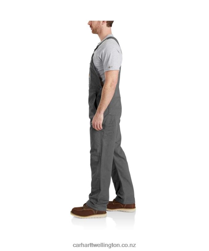 Men Rugged Flex Relaxed Fit Canvas Bib Overall Carhartt R6J0P75 Dark Khaki