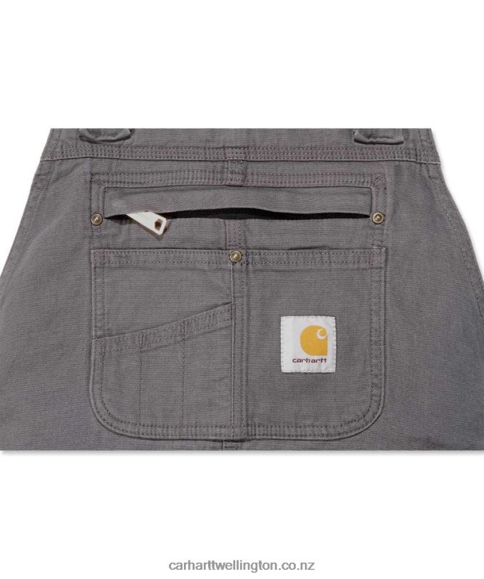 Men Rugged Flex Relaxed Fit Canvas Bib Overall Carhartt R6J0P75 Dark Khaki