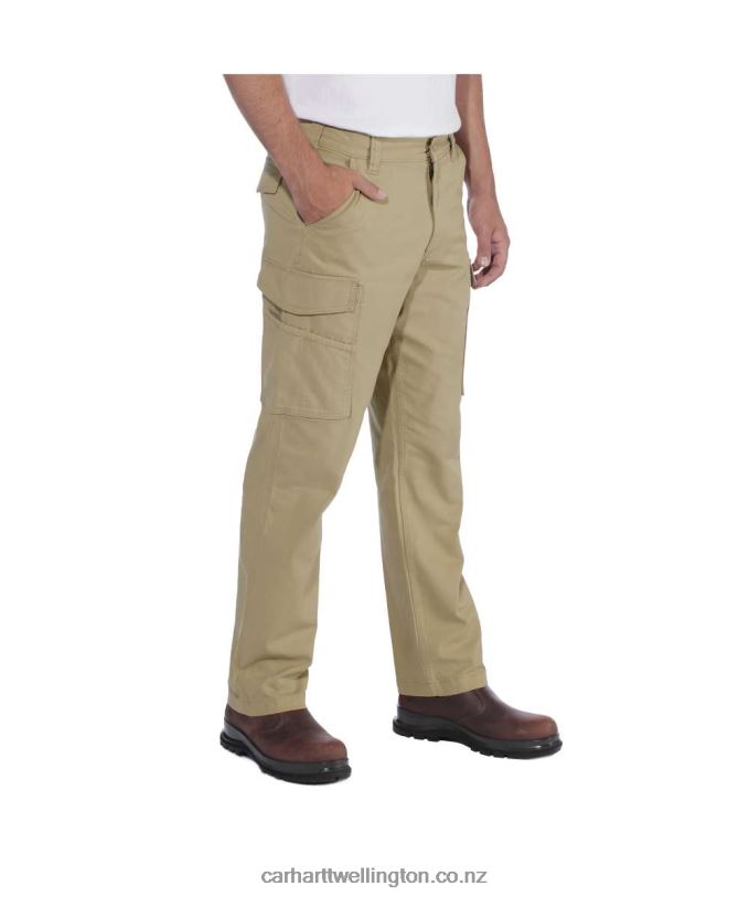 Men Rugged Flex Relaxed Fit Canvas Cargo Work Pant Carhartt R6J0P69 Dark Khaki