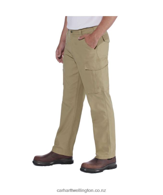 Men Rugged Flex Relaxed Fit Canvas Cargo Work Pant Carhartt R6J0P69 Dark Khaki