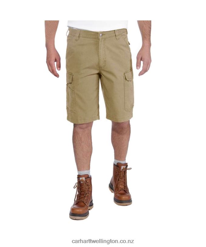 Men Rugged Flex Relaxed Fit Canvas Cargo Work Short Carhartt R6J0P149 Dark Khaki