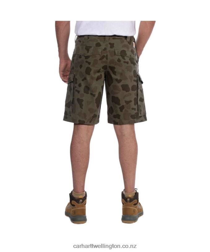 Men Rugged Flex Relaxed Fit Canvas Cargo Work Short Carhartt R6J0P149 Dark Khaki