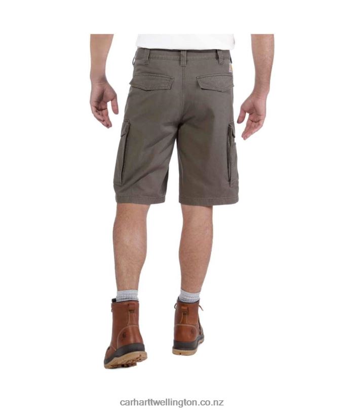 Men Rugged Flex Relaxed Fit Canvas Cargo Work Short Carhartt R6J0P149 Dark Khaki