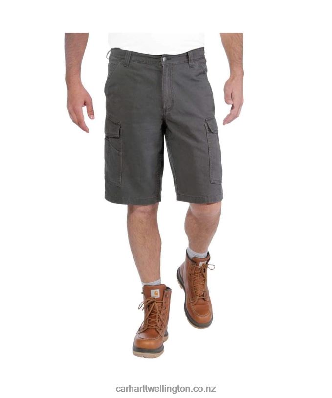 Men Rugged Flex Relaxed Fit Canvas Cargo Work Short Carhartt R6J0P149 Dark Khaki